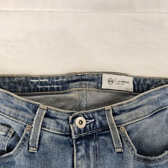 AG Prima Ankle Cigarette Jeans Women Blue Faded Distressed Denim Size 26 - Picture 4 of 11